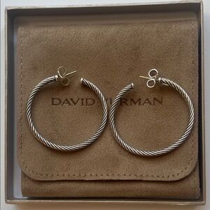 David Yurman Twisted Silver Hoop Earrings